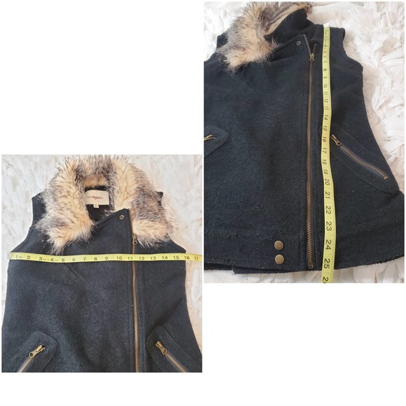 THREAD & SUPPLY | ASYMETRICAL WOOL BLEND SWEATER VEST AZTEC FAUX FUR WOMEN'S XS - Picture 16 of 17